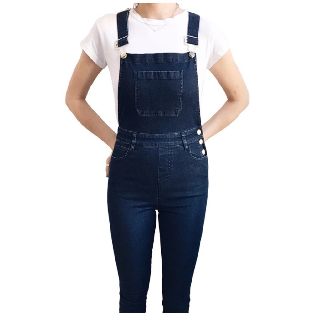 Second Skin High Rise Skinny Overalls